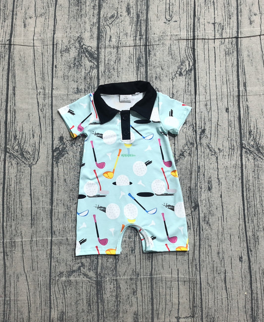 Sample SR3086 Cute Baby Boys Short Sleeves Golf Button Rompers