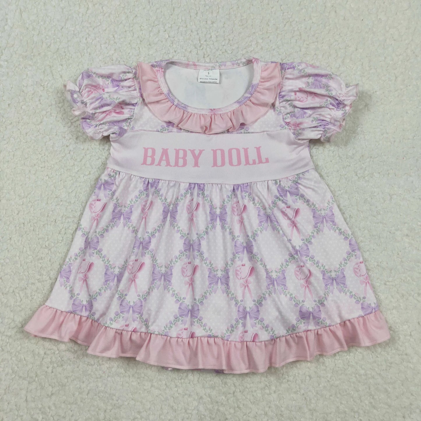 Sibling Baby Girls Baby Doll Flowers Bows Checked Collar Tunic Ruffle Rompers C11.18