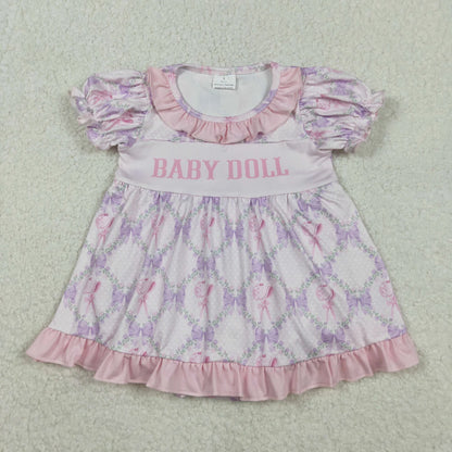 Sibling Baby Girls Baby Doll Flowers Bows Checked Collar Tunic Ruffle Rompers C11.18
