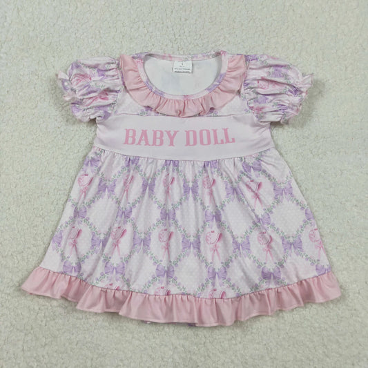 Sibling Baby Girls Baby Doll Flowers Bows Checked Collar Tunic Ruffle Rompers C11.18