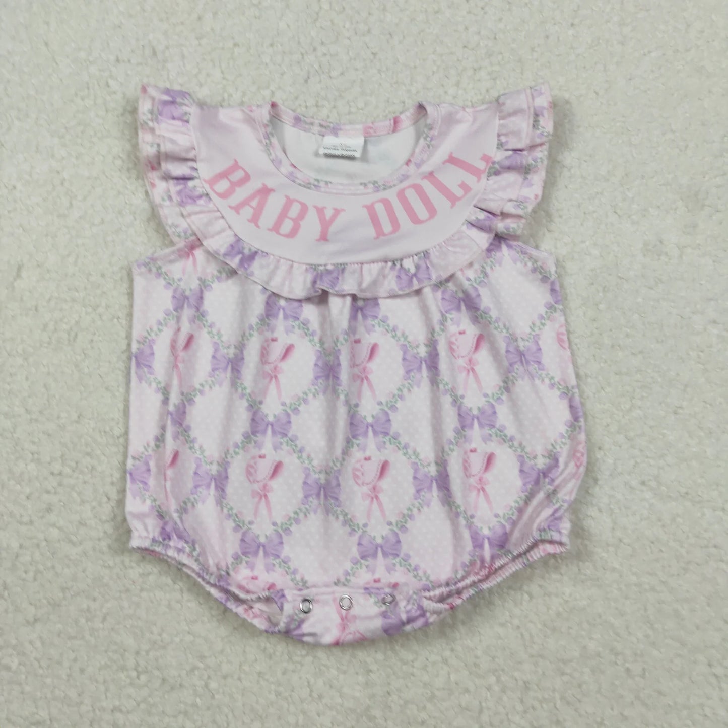 Sibling Baby Girls Baby Doll Flowers Bows Checked Collar Tunic Ruffle Rompers C11.18