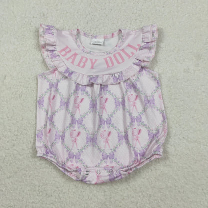 Sibling Baby Girls Baby Doll Flowers Bows Checked Collar Tunic Ruffle Rompers C11.18