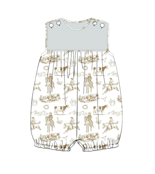 C11.17 SR3562 Baby Boys Horse Rodeos Sleeveless Western Rompers Preorder