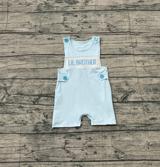 Sample SR3592 Cute Baby Boys Sleeveless Blue Stripe Little Brother Rompers