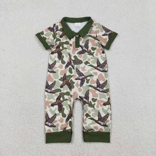 RTS SR3634 Baby Boys Romper Baby Boys Southern Hunting Ducks Camo Button Rompers