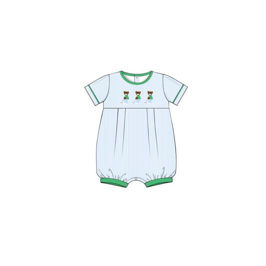 C12.5 SR3739 Baby Boys Short Sleeve Bear Golf Stripe Rompers Preorder
