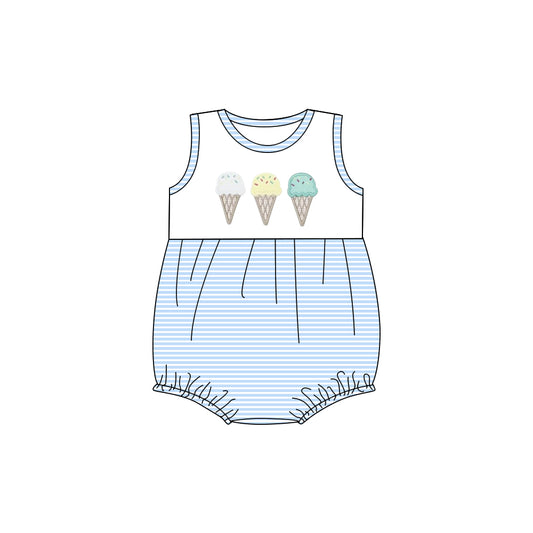 C12.4 SR3740 Baby Boys Sleeveless Blue Stripe Ice Cream Rompers Preorder