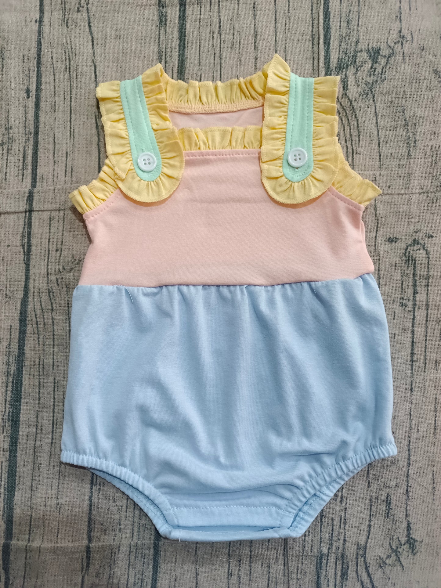 Sample SR3772 Cute Baby Girls Sleeveless Colorful Ruffle Rompers
