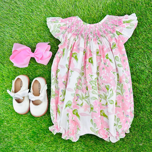 C12.12 SR3805 Baby Girls Flutter Sleeve Pink Floral Ruffle Rompers Preorder