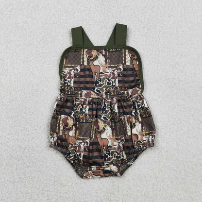 RTS SR3927 Baby Boys Strap Southern Deer Hats Camo Hunting Rompers