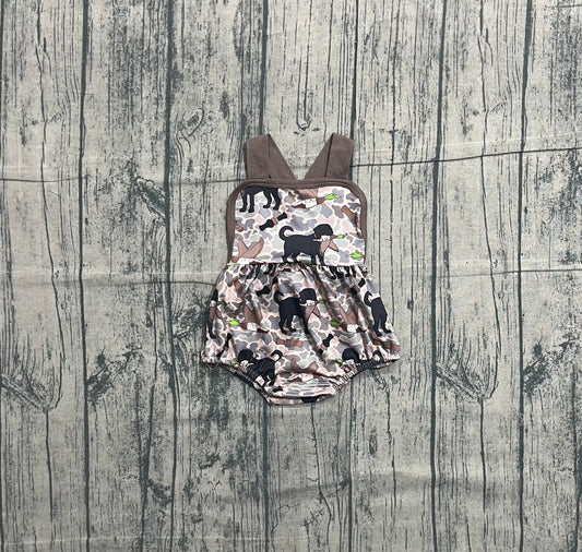 Sample SR3928 Cute Baby Boys Strap Southern Dog Ducks Camo Hunting Rompers