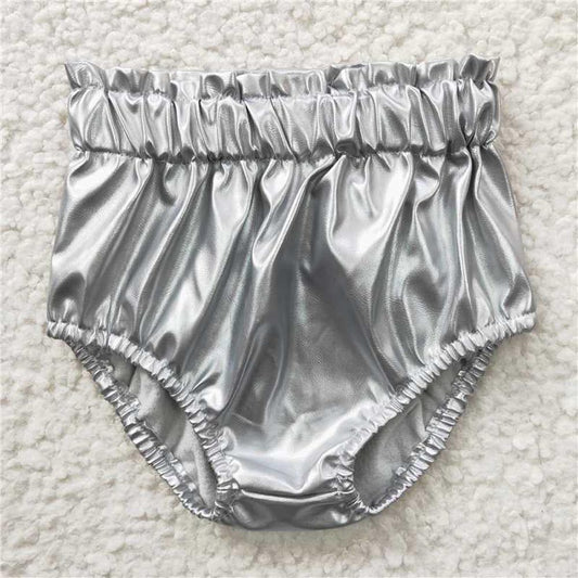 SS0048 Bright Face Leather briefs Silver