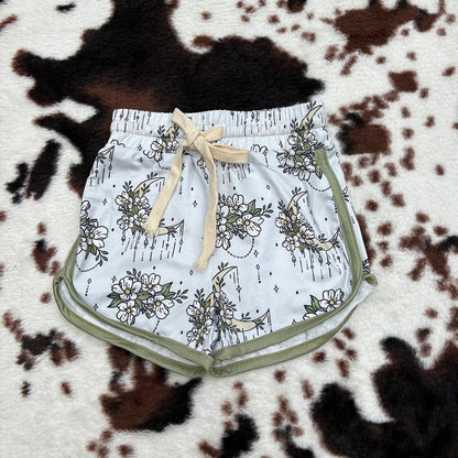 SS0084 Baby Girls Western Flowers Sports Summer Shorts