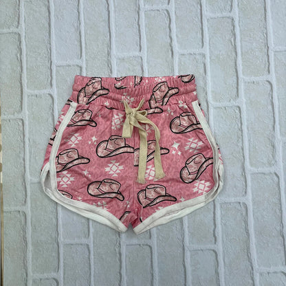 SS0086 Baby Girls Western Pink Hats Sports Summer Shorts
