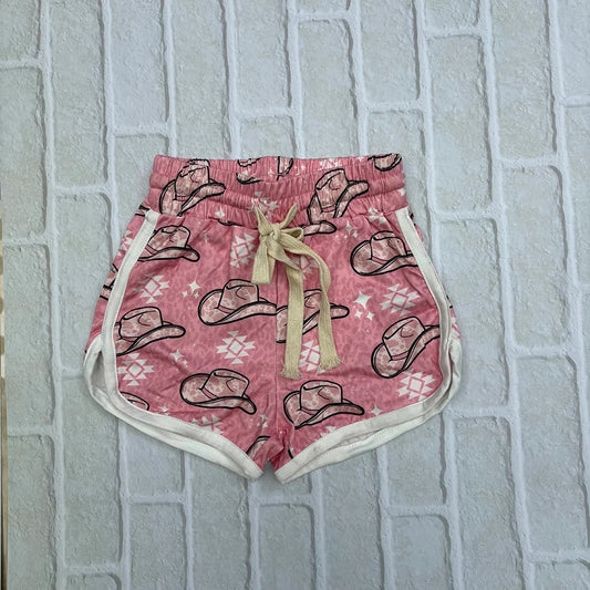 SS0086 Baby Girls Western Pink Hats Sports Summer Shorts