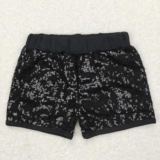 SS0121 black sequined shorts
