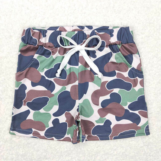 SS0141 brown green camouflage beige shorts