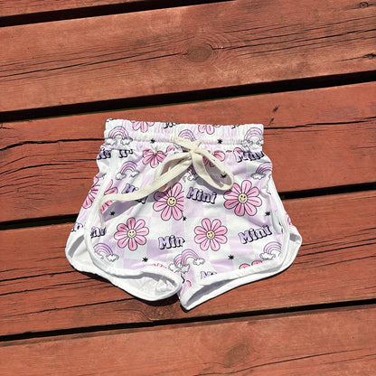 SS0171 Baby Girls Mini Flowers Rainbow Summer Shorts Bottoms