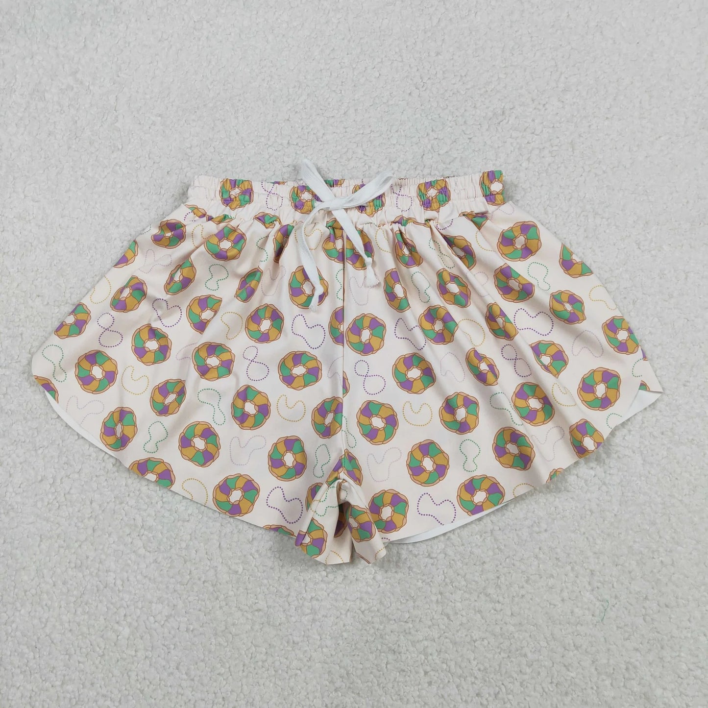 Mama and Me Mardigras Donuts Necklaces Yoga Active Ruffle Shorts Bottom C12.2