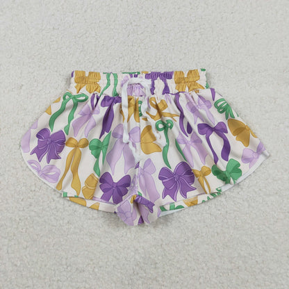 Sibling Baby Girls Mardigras Bows Donuts Stripe Yoga Active Ruffle Shorts Bottom C12.6