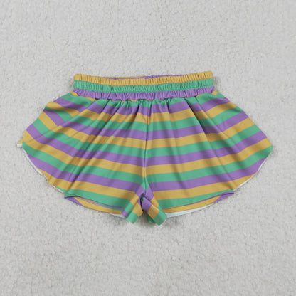 Sibling Baby Girls Mardigras Stripes Ruffle Shorts Skirt Shorts Bottom C12.6