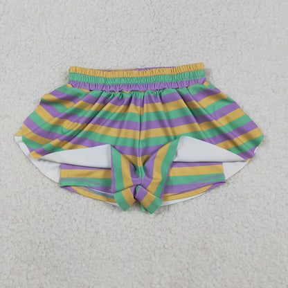 Sibling Baby Girls Mardigras Stripes Ruffle Shorts Skirt Shorts Bottom C12.6