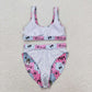 S0347 Adult Country Music Singer 1989 Floral plaid pink swimsuit set