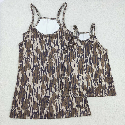 Mommy&Me Strap Bottomland Camo Pockets Yoga Shorts Dresses C8.21