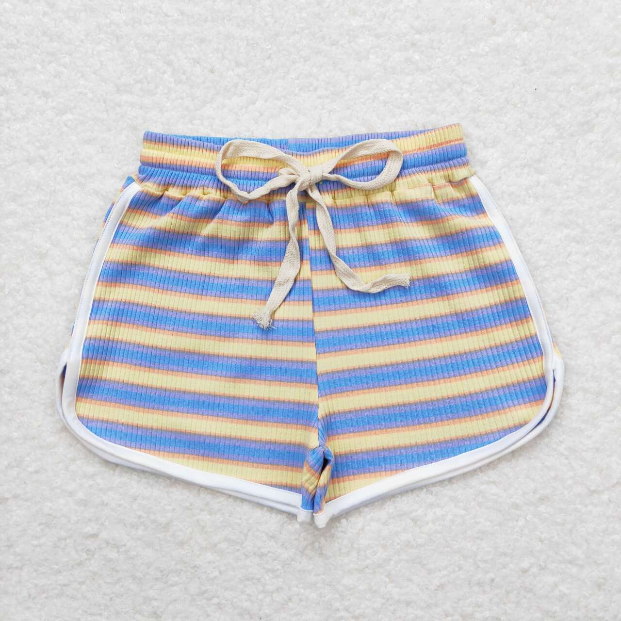 SS0347 Yellow and blue thick pinstriped shorts