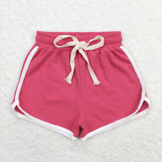 SS0317 Rose red waffle shorts