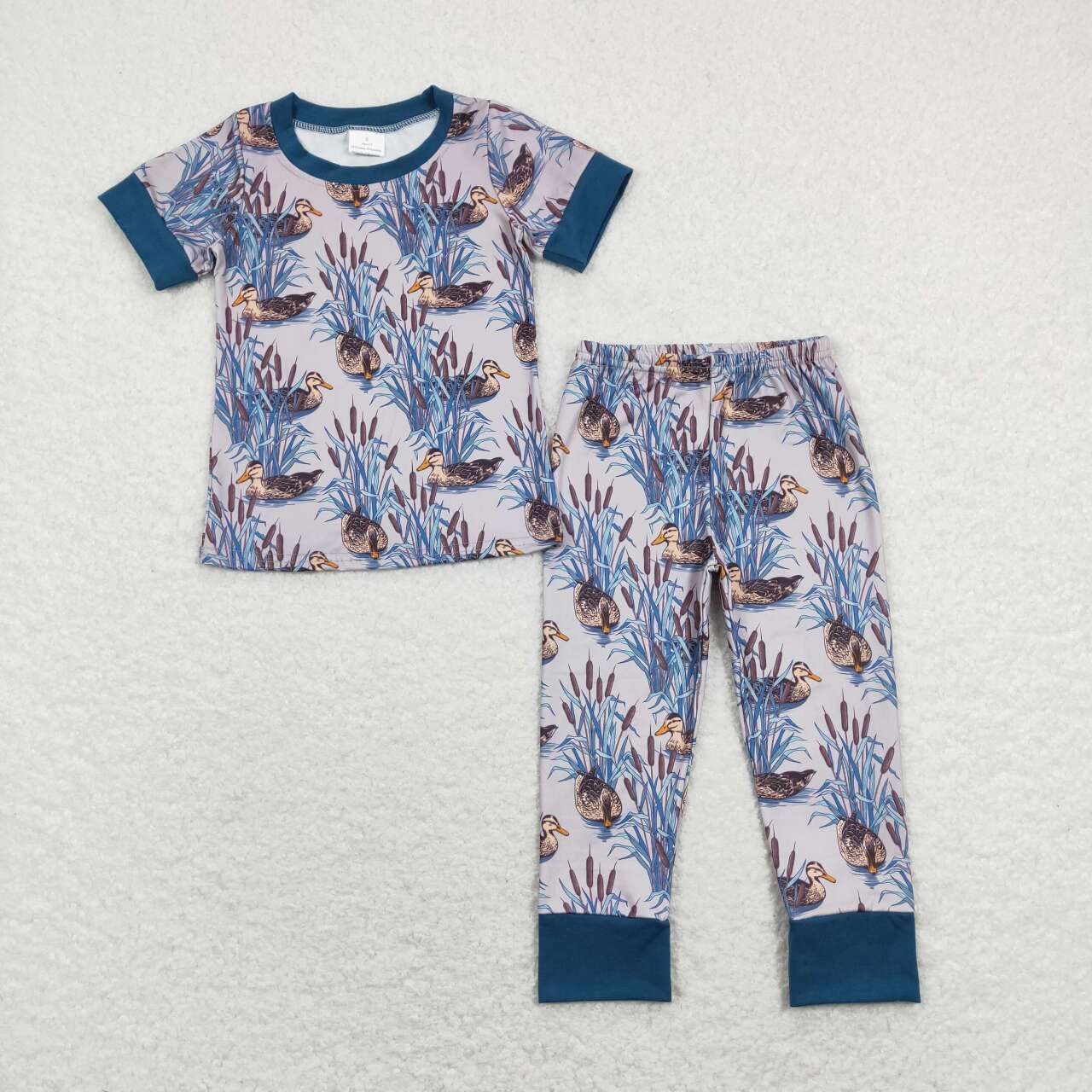 BSPO0280 Duck Blue Short Sleeve Pants Suit