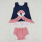 GBO0209 Embroidered baseball navy blue sleeveless red and white striped briefs suit