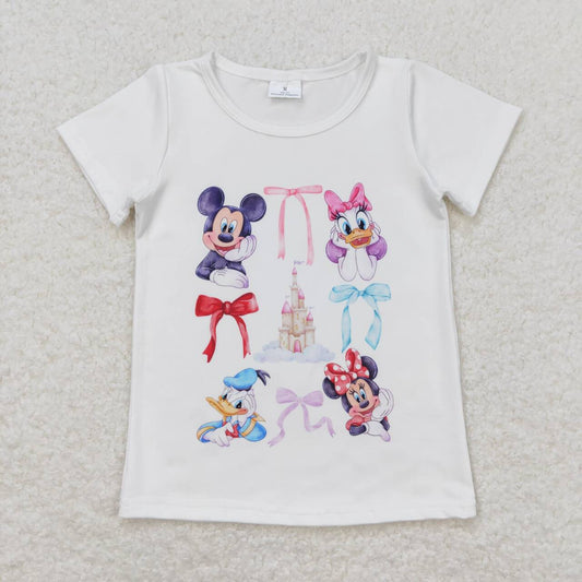 GT0570 cartoon bow white short-sleeved top