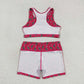 GT0519+SS0216 Stars Lightning rose red sleeveless top shorts yoga suit