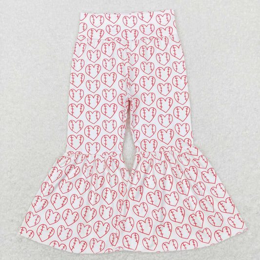P0404 Valentine's Day White bell bottoms with heart pattern