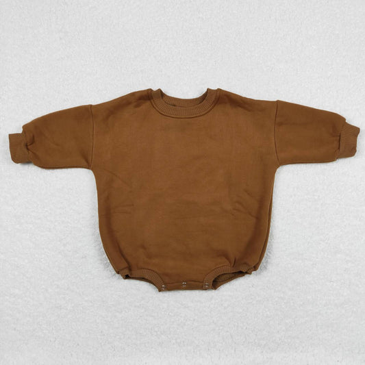 LR0922 Fleece brown hoodie long-sleeved onesie