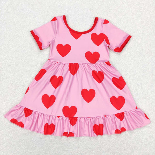 GSD0629 Red Love pink short-sleeved dress
