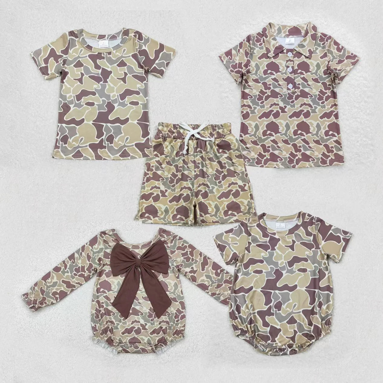 Sibling Baby Boys Girls Khaki Shirts Tops Short Bottom Rompers C11.28