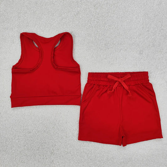 Sibling 4 colors Baby Girls Vest Top Yoga Sports Shorts Outfits 4.15