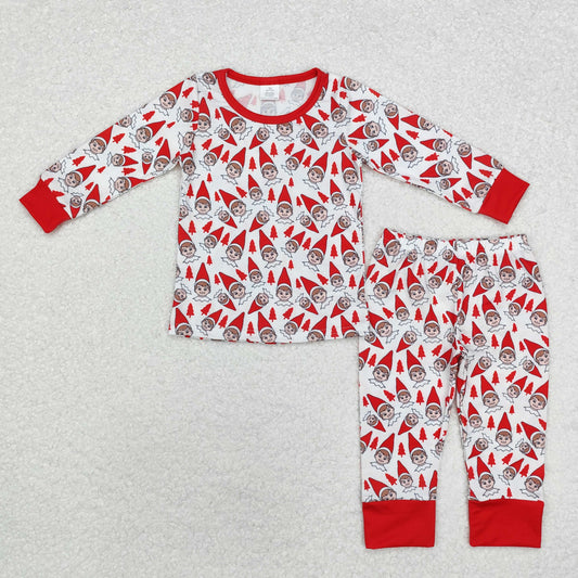 BLP0558 Baby Boys Red Shelf Christmas Bamboo Pajamas Clothes Set