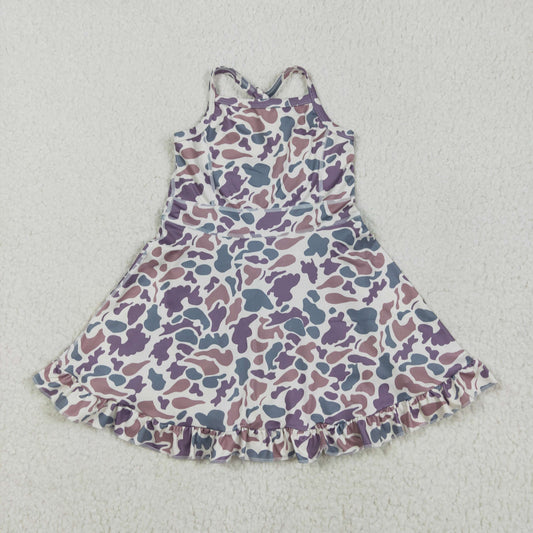 GSD2310 Baby Girls Strap Lavender Camo Yoga Ruffle Knee Length Dress 5.10