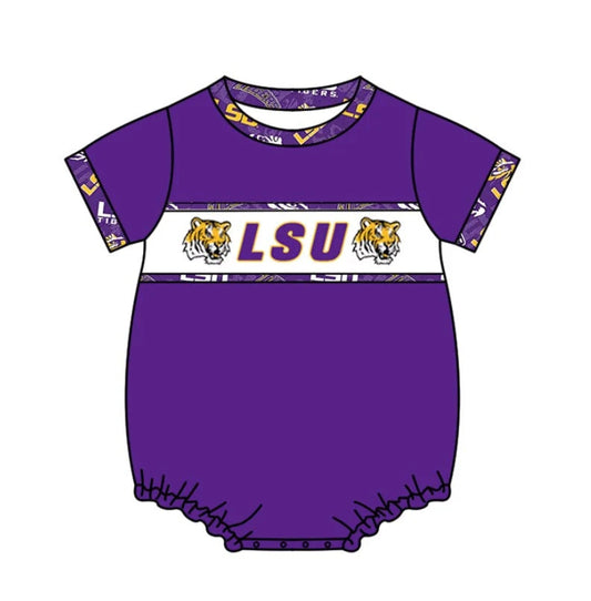 Baby Infant Boys LSU Tiger Team Purple Sleepers Rompers Preorder(moq 3)