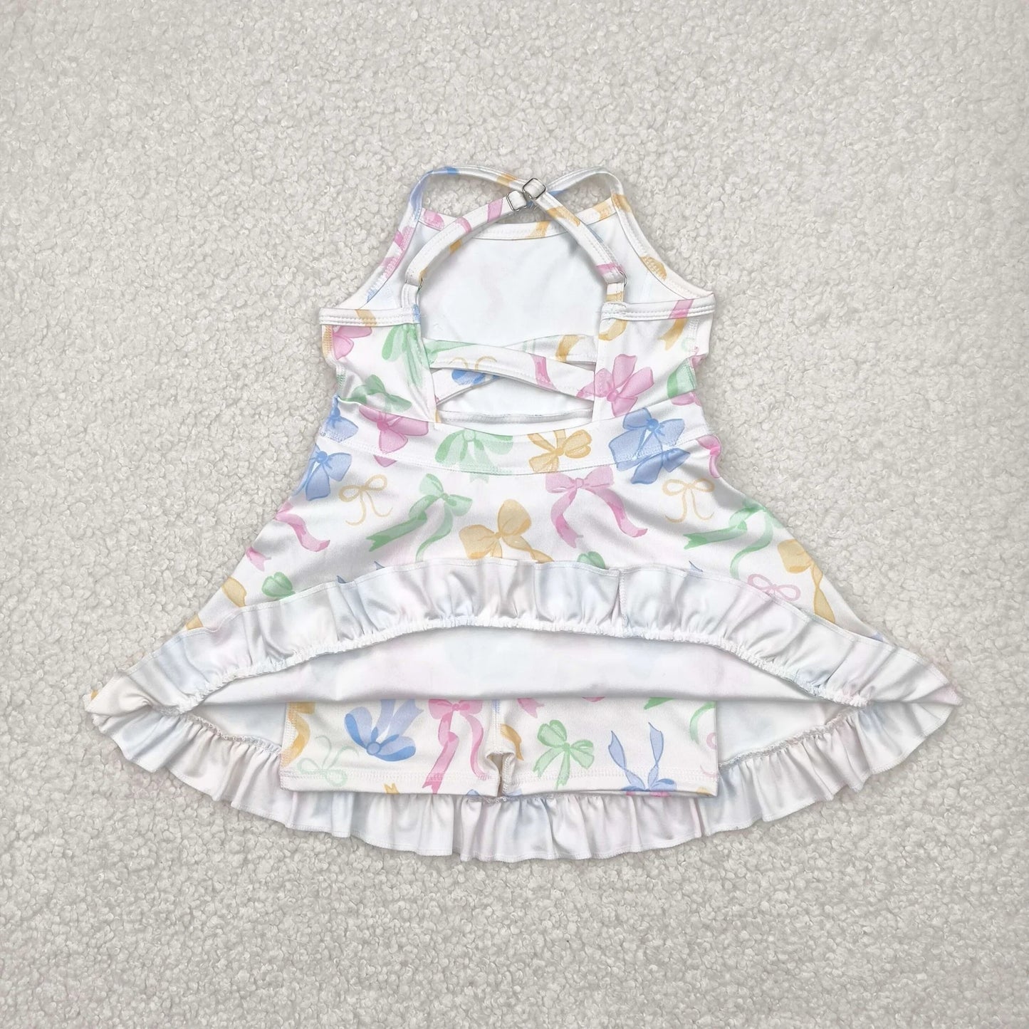 Sibling Baby Girls Strap Bows Floral Camo Print Yoga Activity Wear Ruffle Knee Length Dresses 4.26