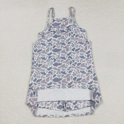 Mommy&Me Strap Gray Camo Pockets Yoga Shorts Dresses 8.7