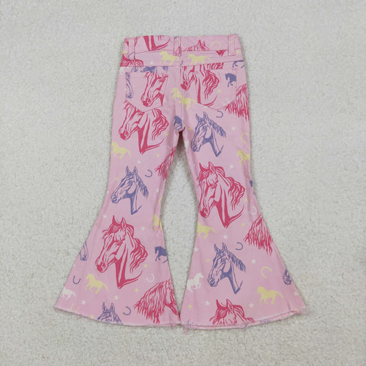 P0431 Baby Girls Pink Western Horse Denim Pants Jeans C10.15