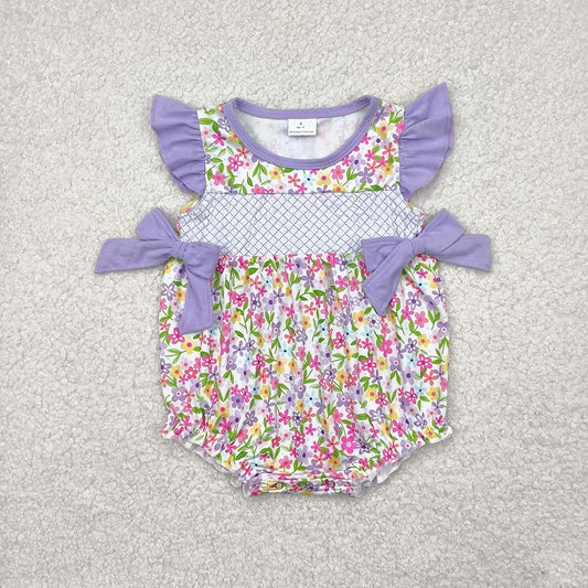 Sibling Embroidery Baby Infant Girls Flutter Sleeves Bows Ruffle Rompers 4.29