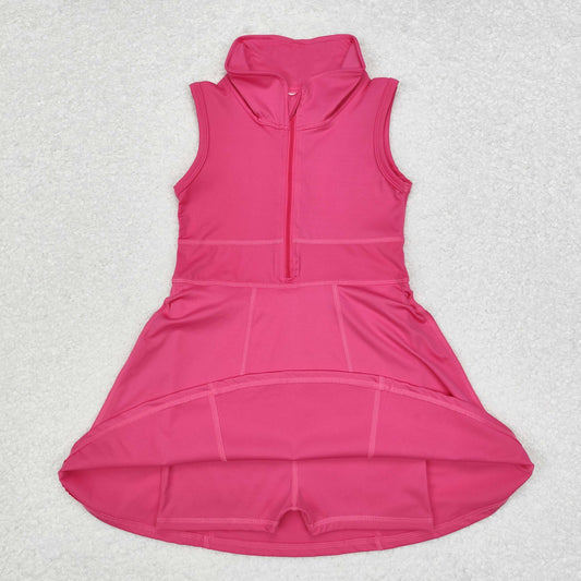 GSD1379 Baby Girls Dark Pink Athletic Active Wear Knee Length Dresses