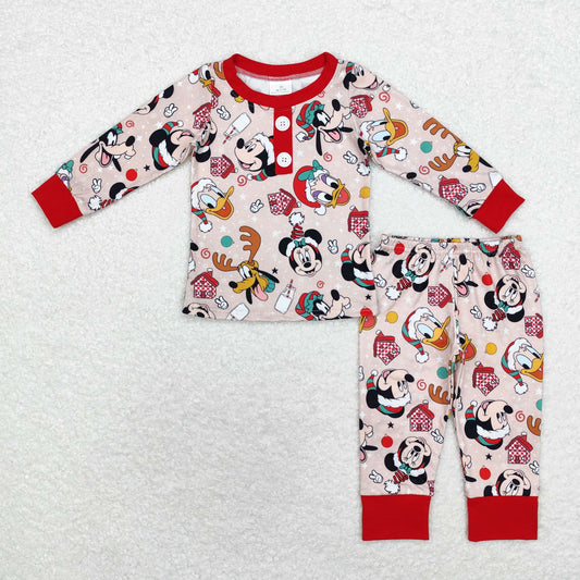 BLP0650 Cartoon Mouse Christmas long sleeve and pants pajama set