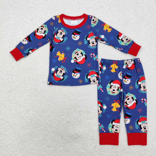 BLP0689 Christmas Cartoon Mouse navy blue long sleeve trousers pajama set