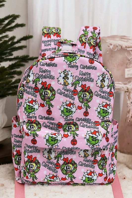 BA0148 Baby Kids Merry Christmas Pink Frog Color Back Bag